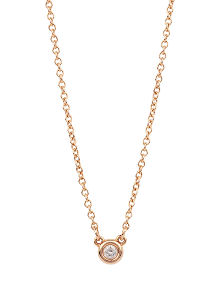 Pre-loved Tiffany & Co. Brilliant Cut 18ct Rose Gold Elsa Peretti Diamonds by the Yard Solitaire Pendant Necklace, Rose Gold