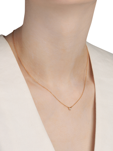 Pre-loved Tiffany & Co. Brilliant Cut 18ct Rose Gold Elsa Peretti Diamonds by the Yard Solitaire Pendant Necklace - view 2, Rose Gold