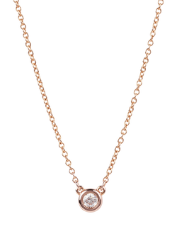 Pre-loved Tiffany & Co. Brilliant Cut 18ct Rose Gold Elsa Peretti Diamonds by the Yard Solitaire Pendant Necklace, Rose Gold