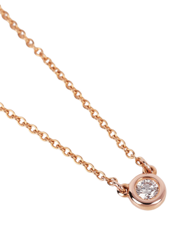 Pre-loved Tiffany & Co. Brilliant Cut 18ct Rose Gold Elsa Peretti Diamonds by the Yard Solitaire Pendant Necklace - view 2, Rose Gold