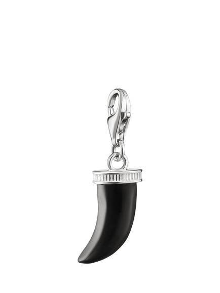 THOMAS SABO Tooth Obsidian Pendant Charm, Silver/Black, Silver/Black