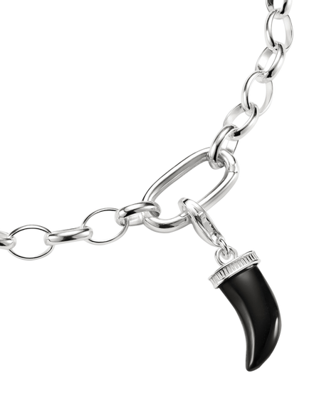 THOMAS SABO Tooth Obsidian Pendant Charm, Silver/Black - view 2, Silver/Black