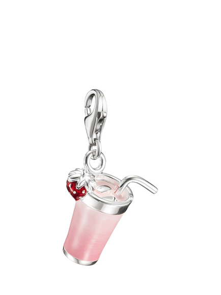 THOMAS SABO Matcha Pendant Charm, Silver/Pink, Silver/Pink