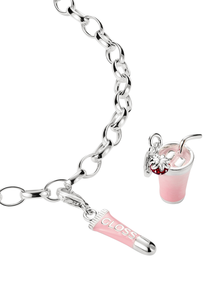 THOMAS SABO Matcha Pendant Charm, Silver/Pink - view 2, Silver/Pink