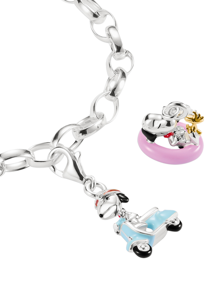 THOMAS SABO Snoopy Scooter Charm, Silver/Multi - view 2, Silver/Multi