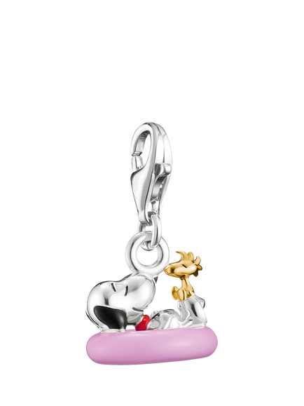 THOMAS SABO Snoopy Woodstock Bath Ring Charm Pendant, Silver/Multi, Silver/Multi