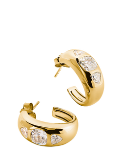 THOMAS SABO Bold Elegance Hoop Earrings, Yellow Gold - view 2, Yellow Gold