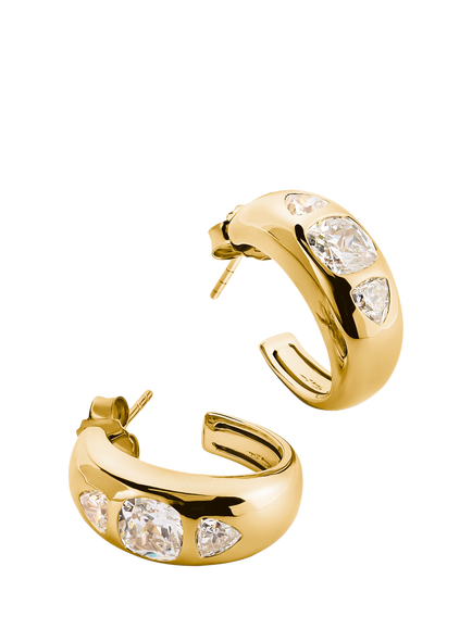 THOMAS SABO Bold Elegance Hoop Earrings, Yellow Gold - view 2, Yellow Gold