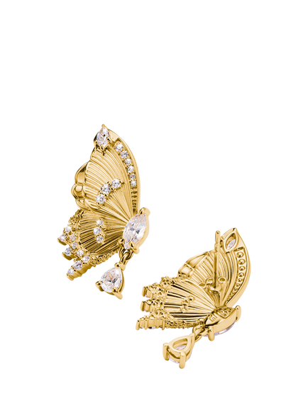 THOMAS SABO Paradise Butterfly Earrings, Gold - view 2, Gold