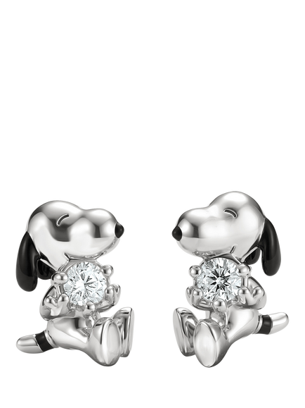 THOMAS SABO Snoopy White Stone Stud Earrings, Silver, Silver