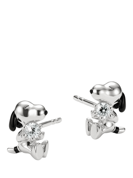 THOMAS SABO Snoopy White Stone Stud Earrings, Silver - view 2, Silver