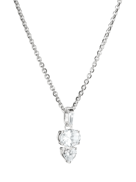 THOMAS SABO Oval and Heart Zirconia Necklace, Silver, Silver