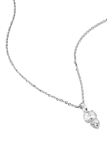 THOMAS SABO Oval and Heart Zirconia Necklace, Silver - view 2, Silver