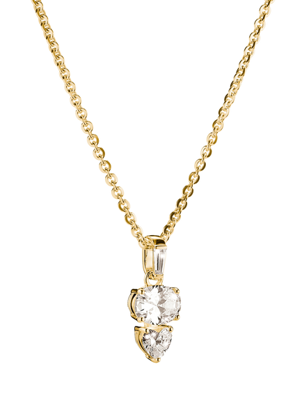 THOMAS SABO Oval and Heart Zirconia Necklace, Yellow Gold, Yellow Gold