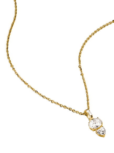 THOMAS SABO Oval and Heart Zirconia Necklace, Yellow Gold - view 2, Yellow Gold