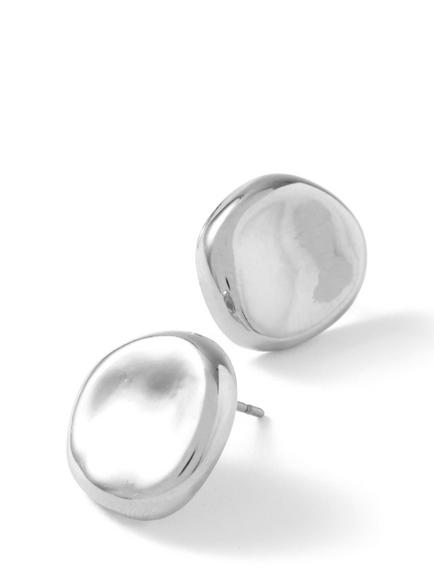 Mint Velvet Round Stud Earrings, Silver - view 2, Silver Silver