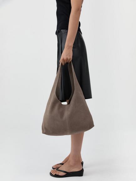 St. Agni Suede Soft Bag, Pebble - view 2, Pebble