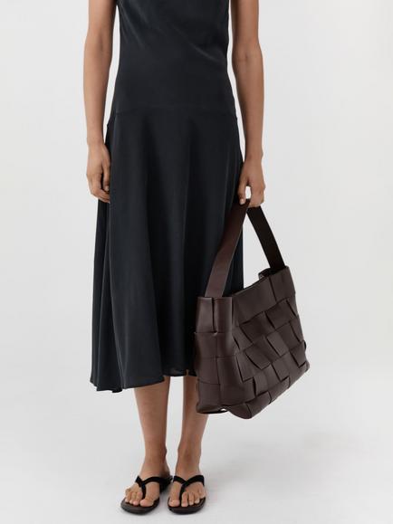 St. Agni Woven Large Tote, Chocolate - view 2, Chocolate