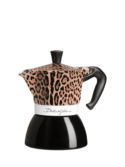 Bialetti Dolce & Gabbana Moka Induction Hob Espresso Coffee Maker, 4 Cup, Leopard, Leopard