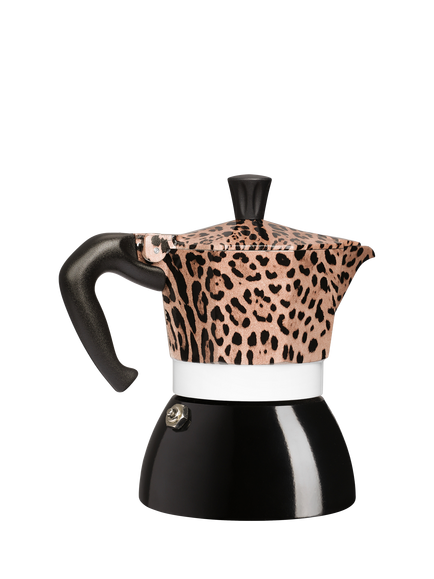 Bialetti Dolce & Gabbana Moka Induction Hob Espresso Coffee Maker, 4 Cup, Leopard - view 2, Leopard