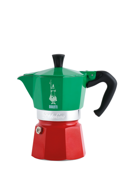 Bialetti Tricolore Mokina Moka Express Hob Espresso Coffee Maker, 1/2 Cup, Multi