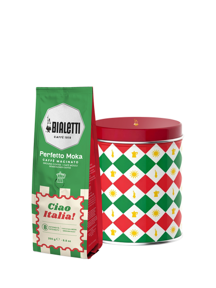 Bialetti Ciao Italia Perfetto Moka Ground Coffee Tin, 250g, Multi