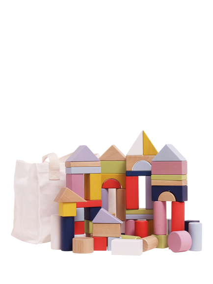 Le Toy Van Colourful Building Blocks Set, 60 Piece, FSC-Certified (Tea Wood), Multi