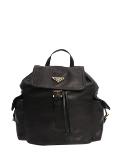 Pre-loved Prada Leather Gold Hardware Backpack, Black, Black