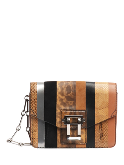 Pre-loved Proenza Schouler Striped Exotic Leather Clutch Bag, Brown/Multi, Brown/Multi