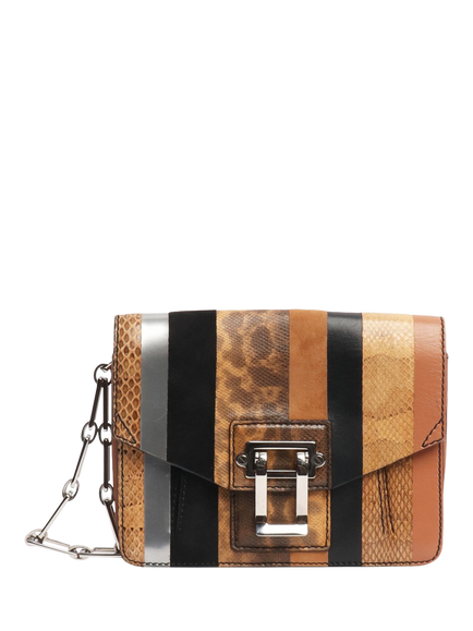 Pre-loved Proenza Schouler Striped Exotic Leather Clutch Bag, Brown/Multi, Brown/Multi