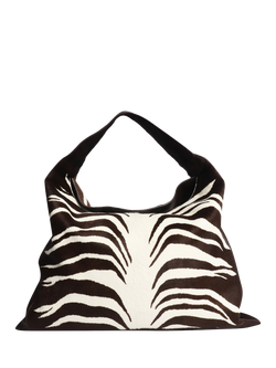 Pre-loved Bottega Veneta Large Hop Pony Hair Bag, Brown/White, Brown/White