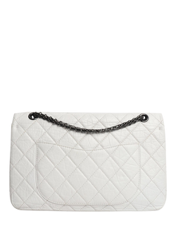 Pre-loved CHANEL 2008 2.55 Crinkled Leather Shoulder Bag, White - view 2, White