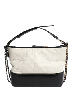 Pre-loved CHANEL 2018 Gabrielle Leather Quilted Crossbody Bag, White/Black, White/Black