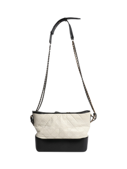 Pre-loved CHANEL 2018 Gabrielle Leather Quilted Crossbody Bag, White/Black - view 2, White/Black