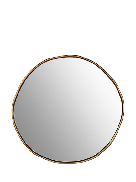 nkuku Mchanga Organic Shape Round Wall Mirror, 72cm, Antique Brass, Antique Brass