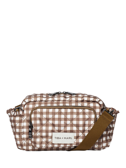Tiba + Marl Inka Micro Changing Bag, Brown Gingham, Brown Gingham