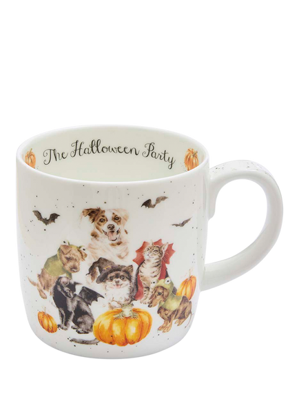 Wrendale Designs Halloween Party Fine Bone China Mug, 400ml, White/Multi, White Multi