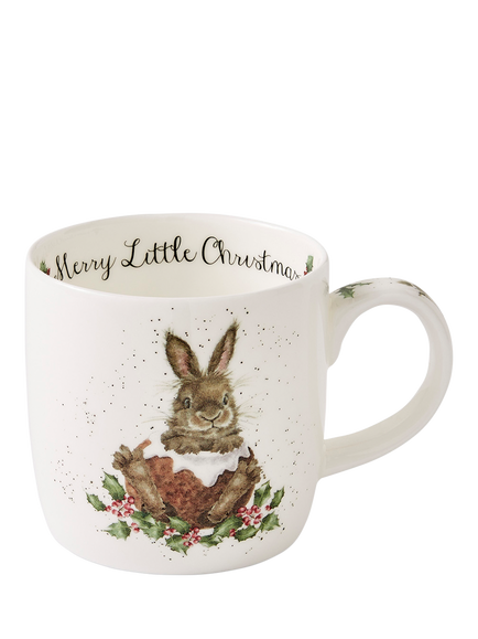 Wrendale Designs Merry Little Christmas Bunny Fine Bone China Mug, 310ml, White/Multi, White Multi