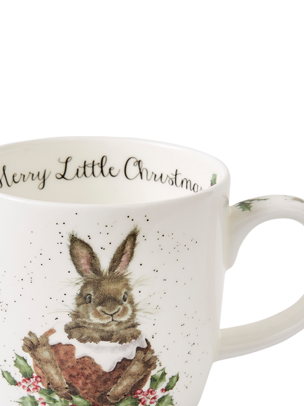 Wrendale Designs Merry Little Christmas Bunny Fine Bone China Mug, 310ml, White/Multi - view 2, White Multi