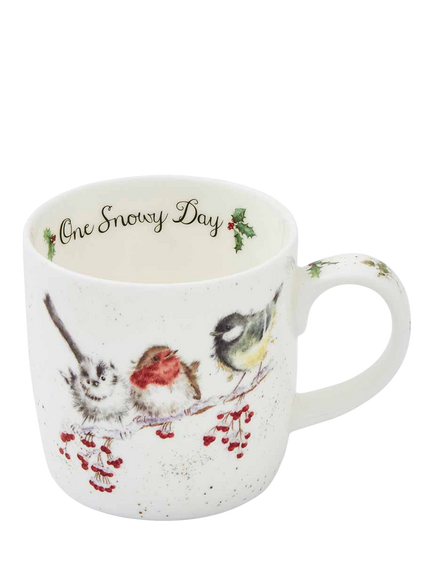 Wrendale Designs One Snowy Day Fine Bone China Mug, 310ml, White/Multi, White Multi