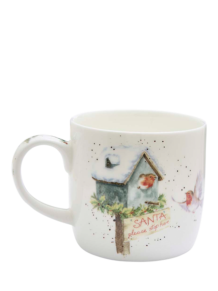 Wrendale Designs Santa Stop Here Fine Bone China Mug, 310ml - view 2, White Multi