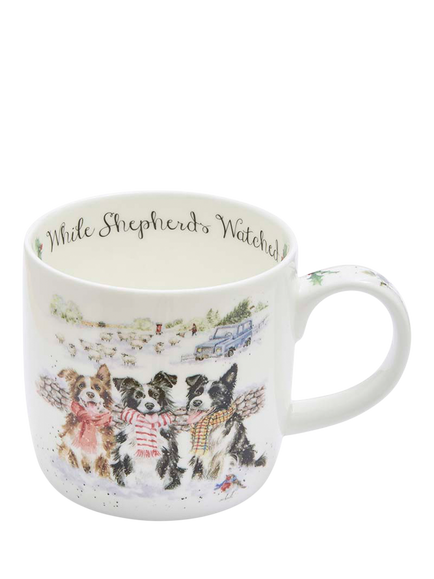 Wrendale Designs While Shepherds Watched Fine Bone China Mug, 310ml, White Multi
