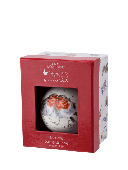 Wrendale Designs Snuggled Up Bone China Bauble - view 2, White Multi