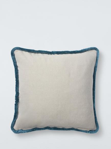 John Lewis x Sanderson Amanpuri Fringed Cushion, Blue/Multi - view 2, Blue Multi