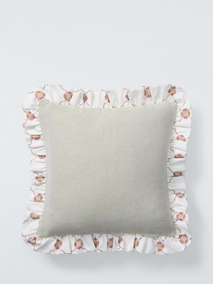 John Lewis x Sanderson Barley Trellis Cushion, Multi - view 2, Natural Multi