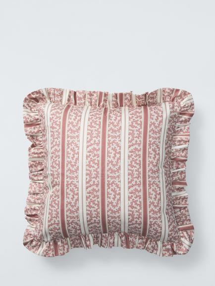 John Lewis x Sanderson Truffle Stripe Cushion, Red, Red