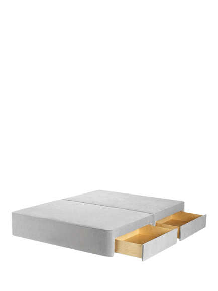 John Lewis OUTLET Pocket Sprung 4 Drawer Storage Divan Base, Double, Like New, Brushed Tweed Grey, Brushed Tweed Grey