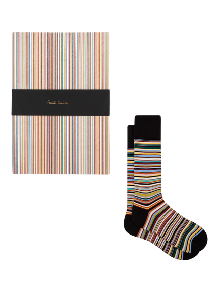 Paul Smith Signature Stripe Notebook & Socks Gift Set, Multi, Multi Multi