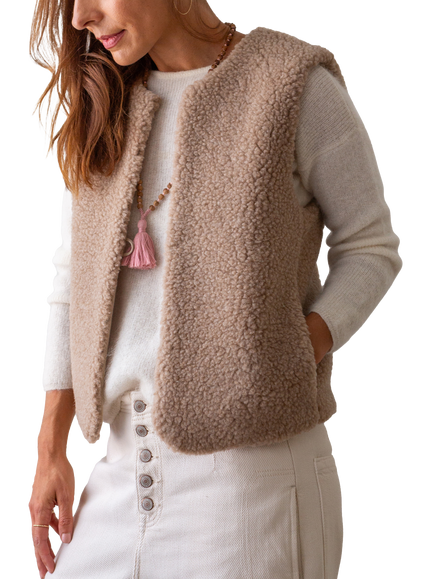 The Small Home Pure Merino Wool Gilet, Toasted Almond, Toasted Almond