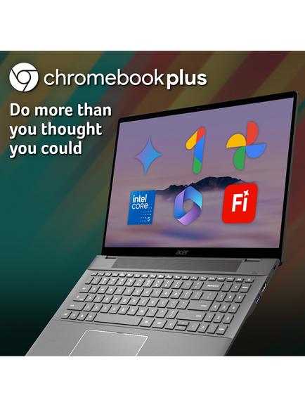 Acer Chromebook Plus 516 Laptop, Intel Core 5 Processor, 8GB RAM, 128GB SSD, 16” WUXGA, Iron - view 2, Iron